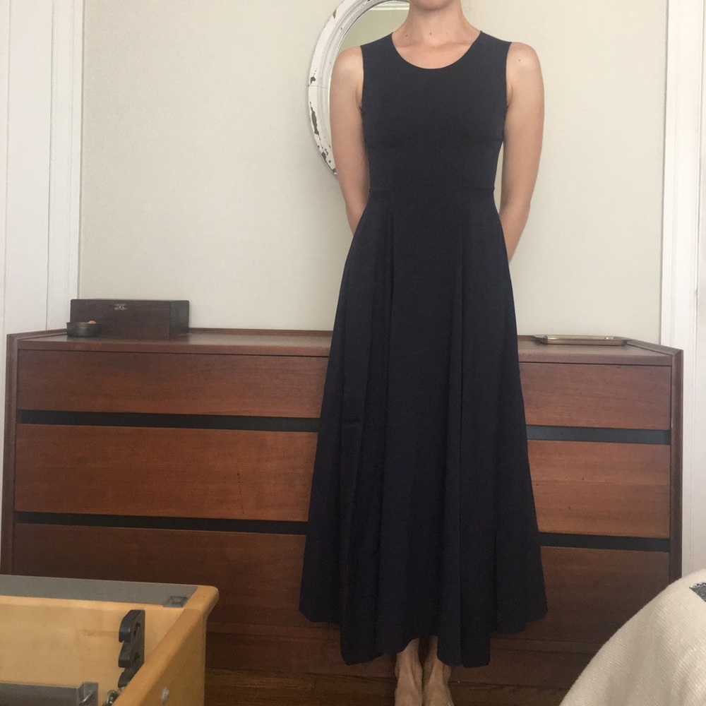 COS Sleeveless Cotton Blend Dark Navy Blue Dress